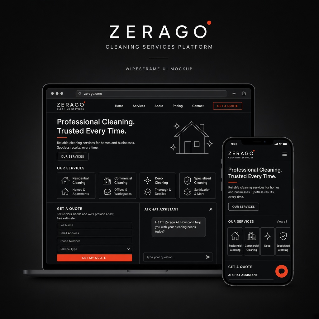 Zerago Cleaning Services — B2B/B2C Service Platform with AI Assistant